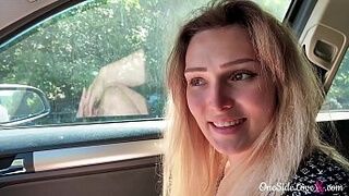 babe blowjob big dick stranger and cumshot in the car