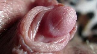 extreme close up on my huge clit head pulsating